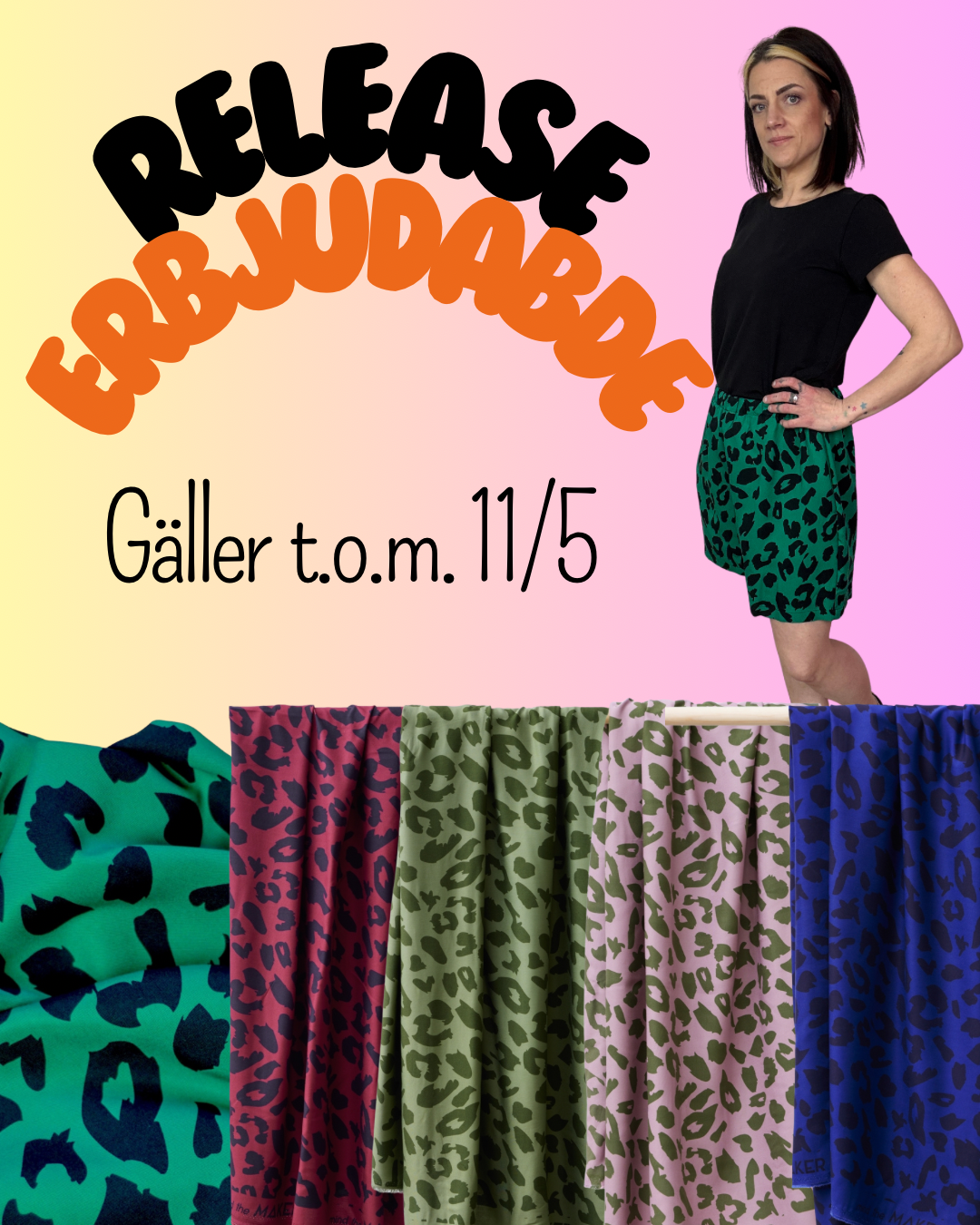 Viskos-shorts i Leopard (flera färgställningar)