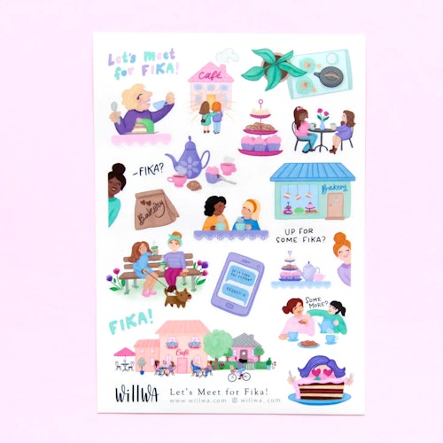 Stickers Willwa - Let's meet for fika!