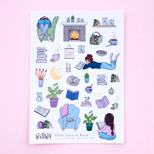 Stickers Willwa - Girls love to read
