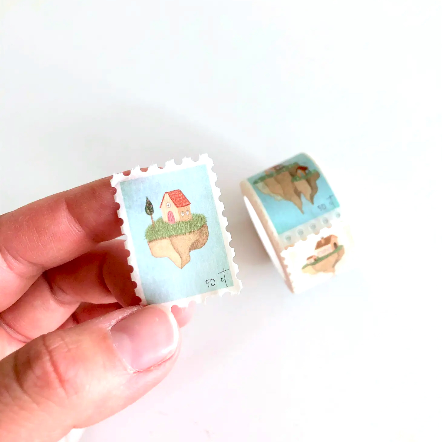 Washi tape Nikki Dotti - Stamps Floating houses 25 mm