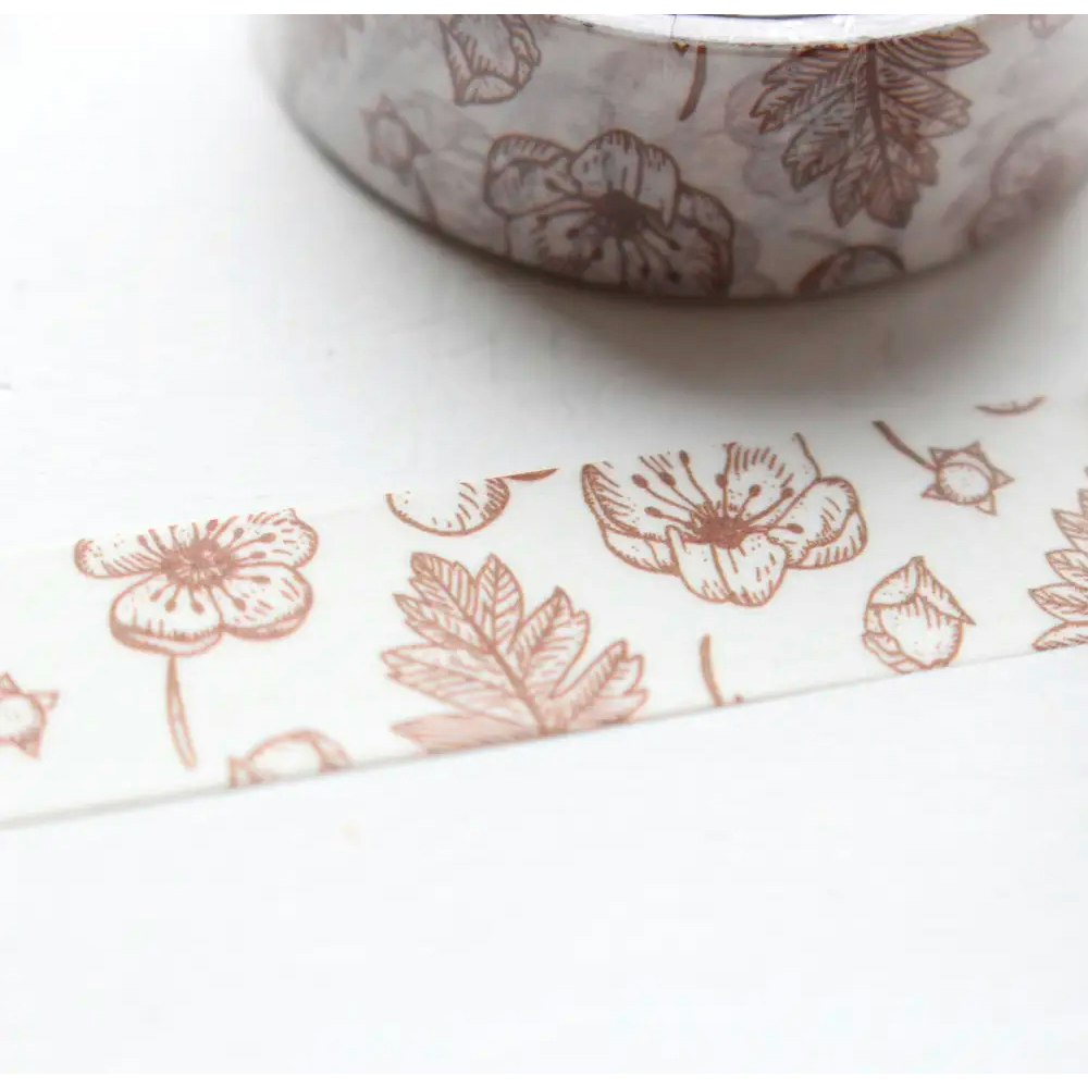 Washi tape Nikki Dotti - Flora sepia 15 mm