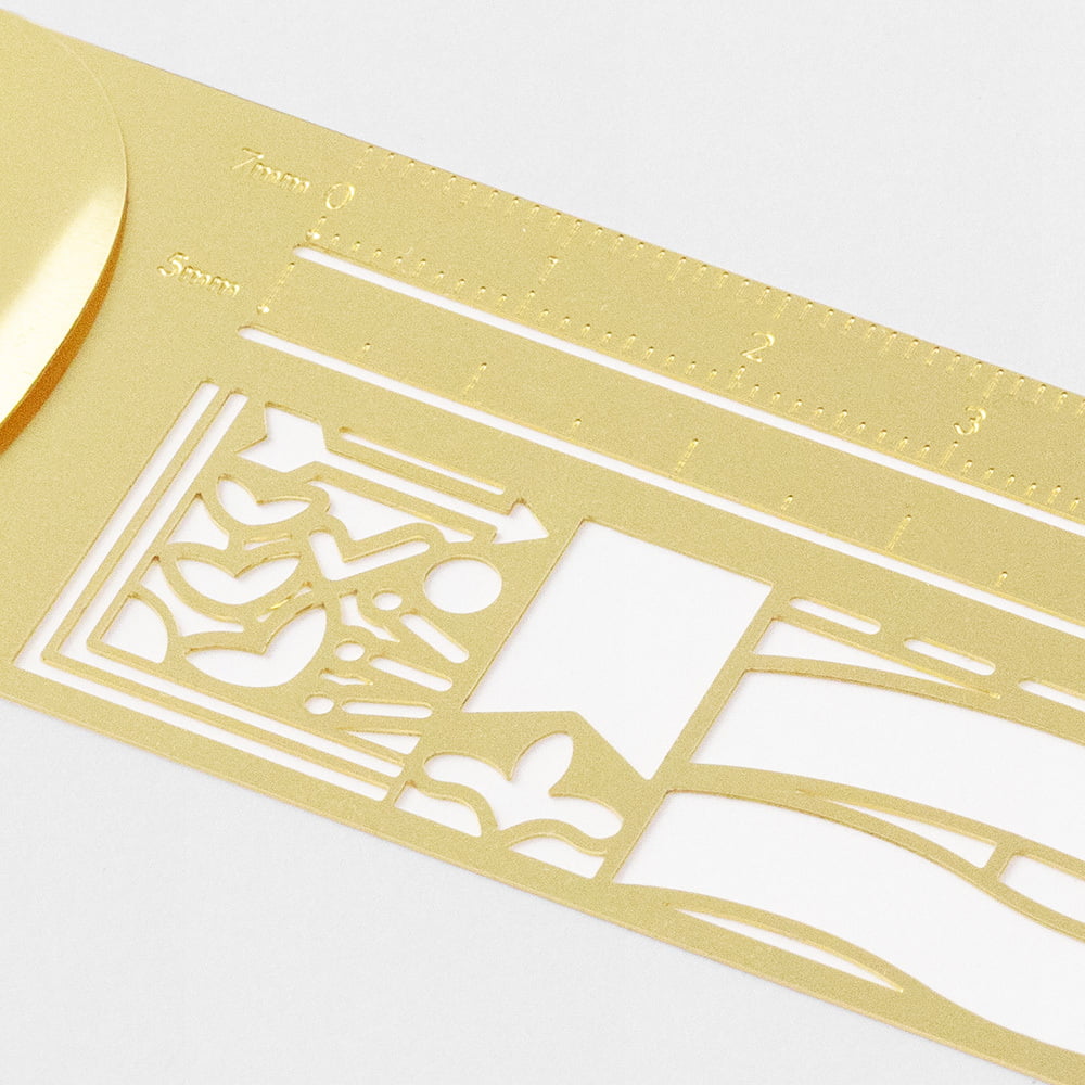 Midori Clip Ruler Decorative Pattern Brass