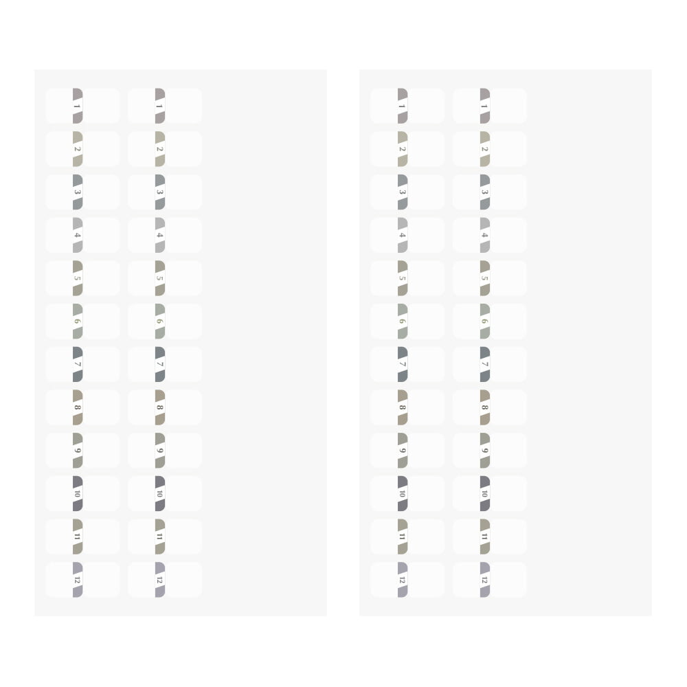 Midori Index Label Numbers Gray