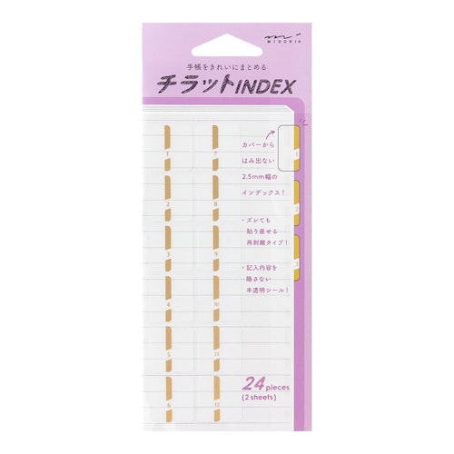 Midori Index Label Numbers Gold