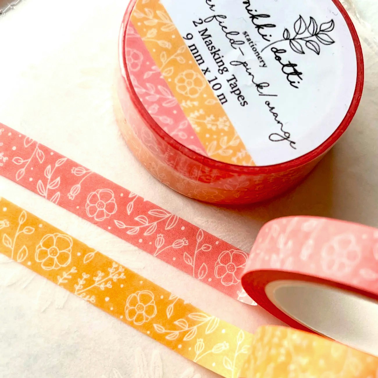 Washi tape Nikki Dotti Flower field pink/orange