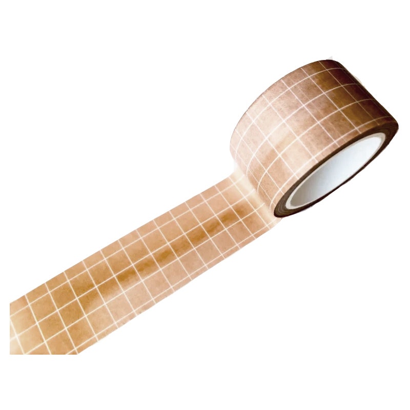 Washi tape Nikki Dotti - Grid Brown 25 mm