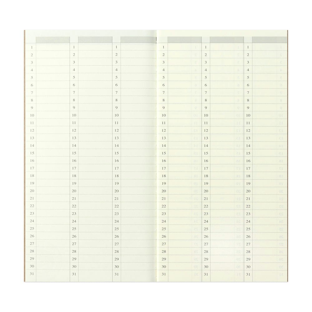 018. Free Diary Refill (Weekly Vertical) - Regular Size Traveler's Notebook