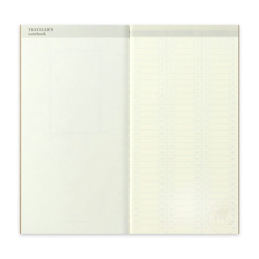 018. Free Diary Refill (Weekly Vertical) - Regular Size Traveler's Notebook