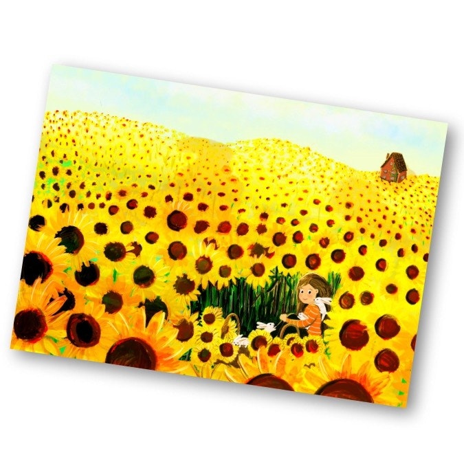 Kort Esther Bennink - Field of Sunflowers