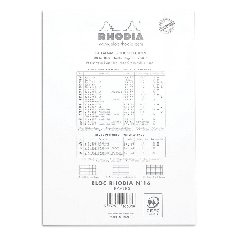Rhodia Anteckningsblock No. 16 linjerad - A5 White