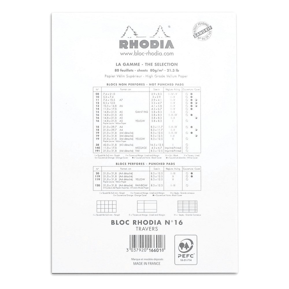 Rhodia Notepad No. 16 lined - A5 White