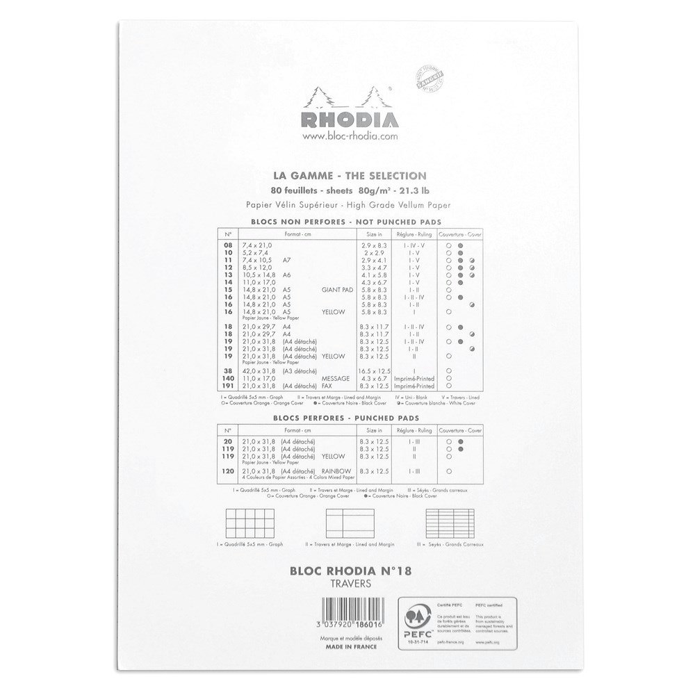 Rhodia Anteckningsblock No. 18 linjerad - A4 White