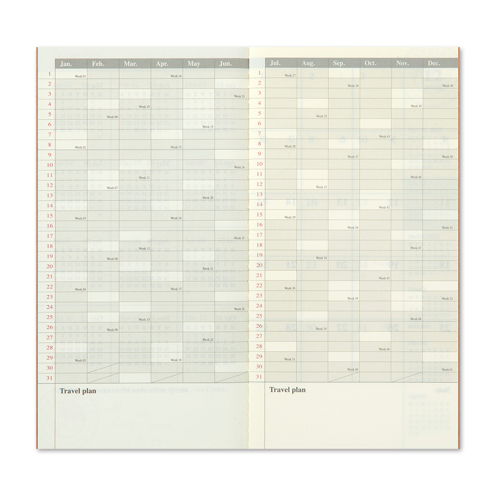 2024 Diary Refill (Monthly) - Regular Size // Traveler's Notebook
