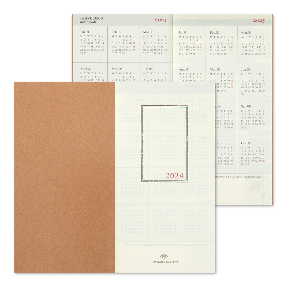 2024 Diary Refill (Monthly) - Regular Size // Traveler's Notebook