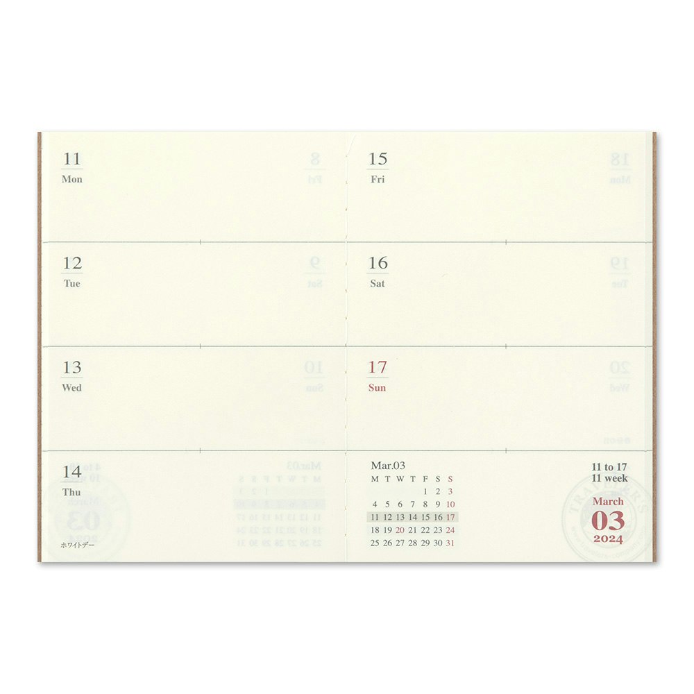 2024 Diary Refill (Weekly) - Passport Size // Traveler's Notebook