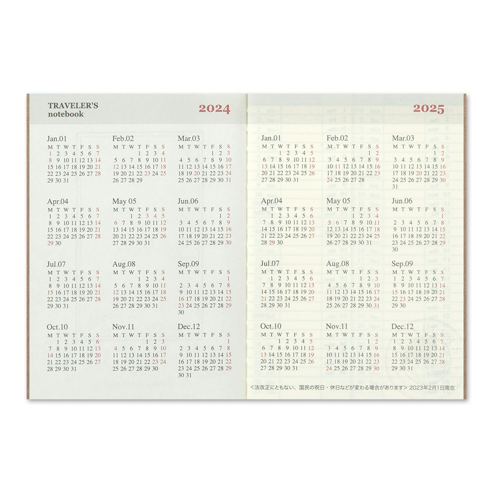 2024 Diary Refill (Weekly) - Passport Size // Traveler's Notebook
