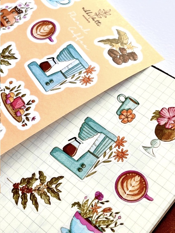 Washi Stickers Nikki Dotti - Floral Coffee