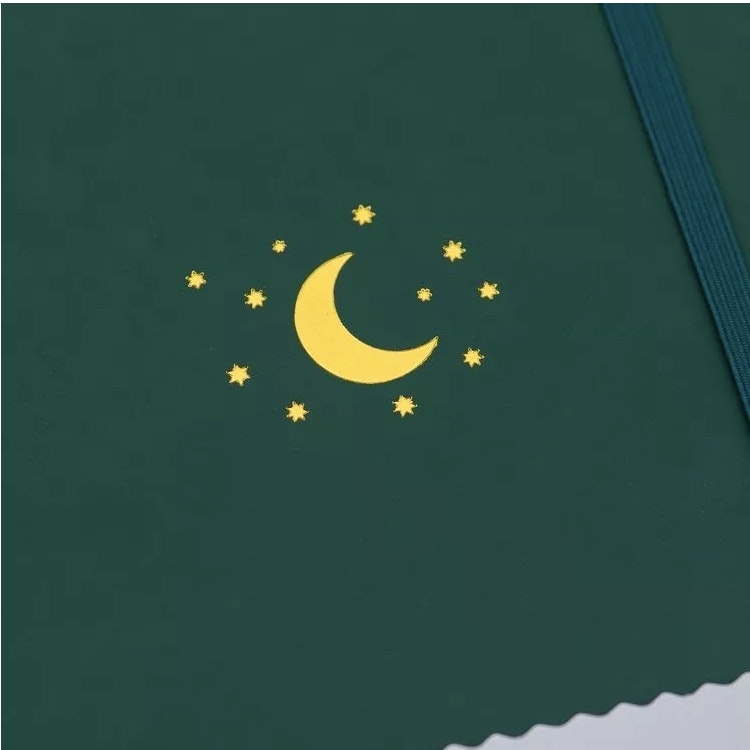 Yop & Tom Dot Grid Journal - Moon and Stars Forest Green A5