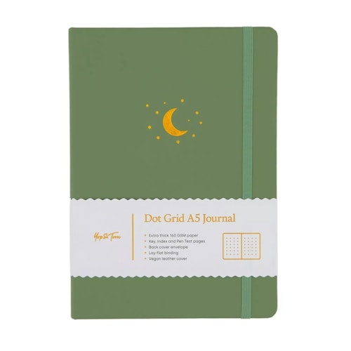 Yop & Tom Dot Grid Journal - Moon and Stars Sage Green A5