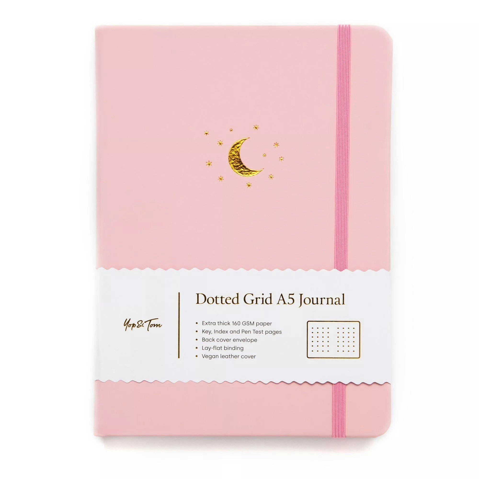 Yop & Tom Dot Grid Journal - Moon and Stars Blush Pink A5