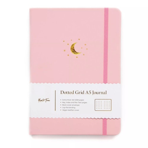 Yop & Tom Dot Grid Journal - Moon and Stars Blush Pink A5