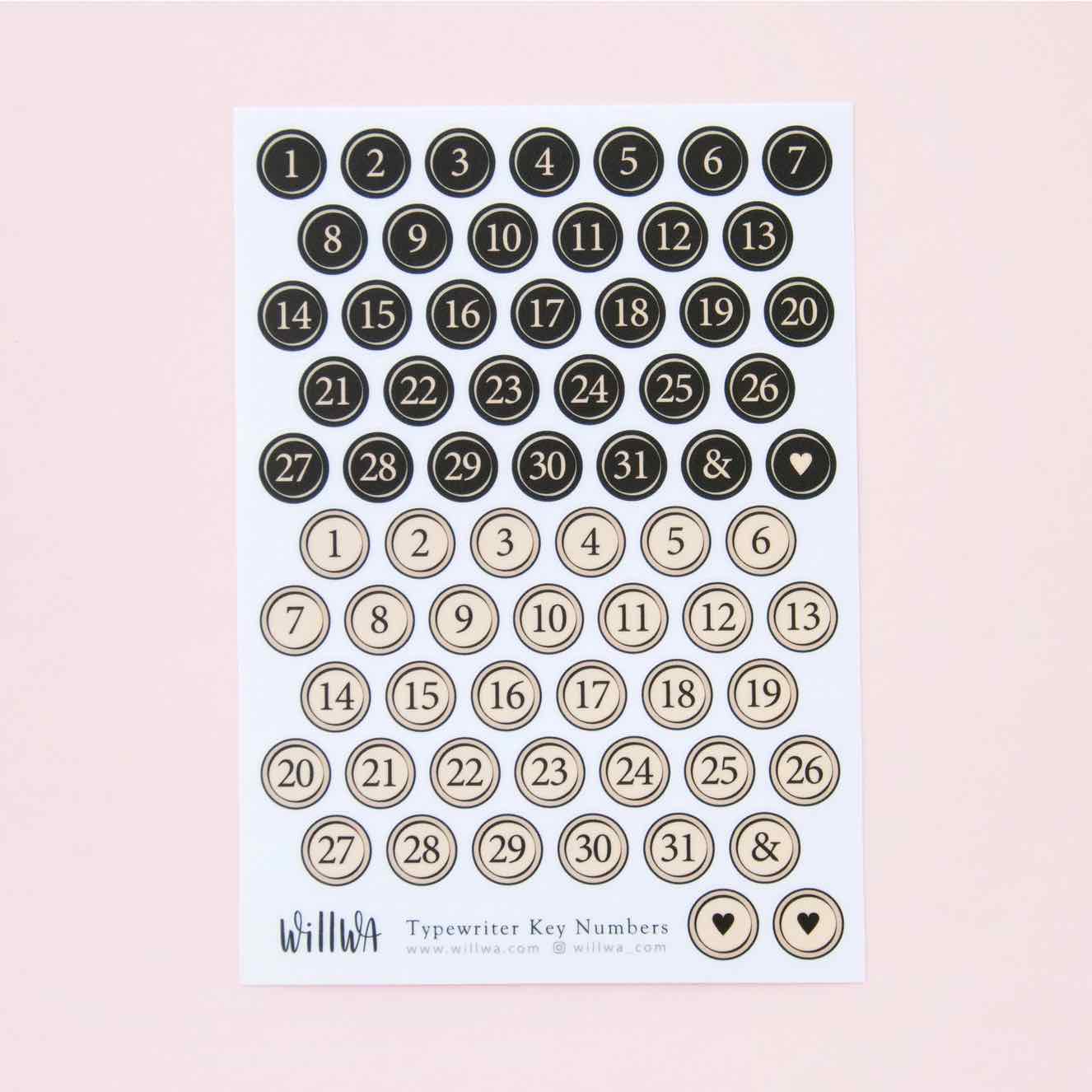 Stickers Willwa - Typewriter Key Numbers Stickers
