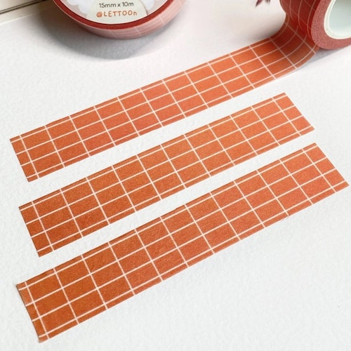 Washi tape Lettoon - Terracotta Grid 15 mm