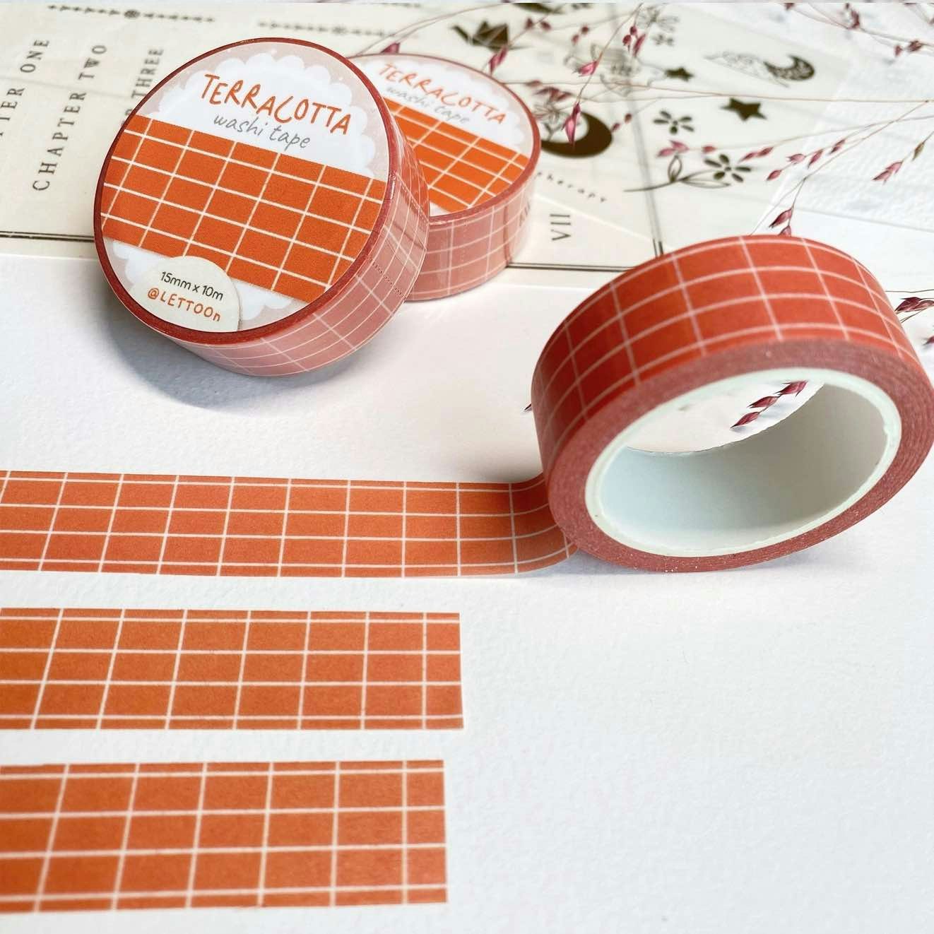 Washi tape Lettoon - Terracotta Grid 15 mm