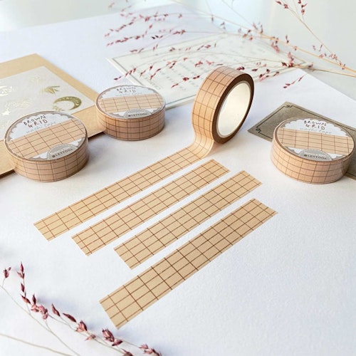 Washi tape Lettoon - Brown Grid 15 mm