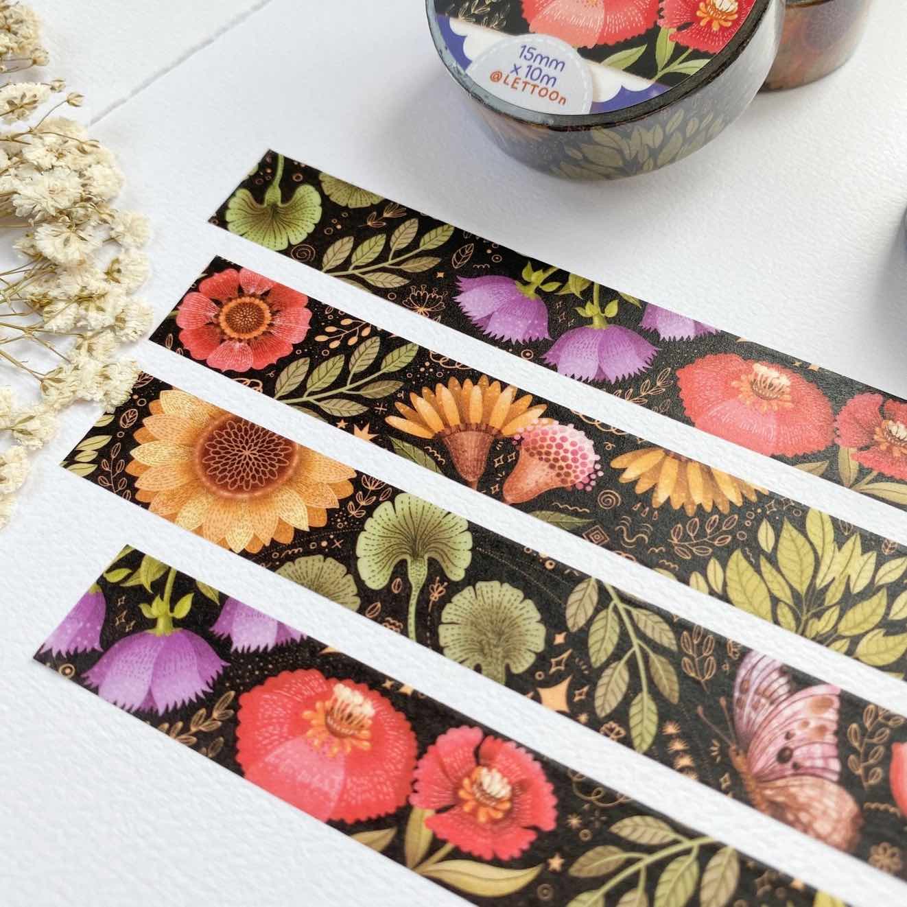 Washi tape Lettoon - Timeless Flower 15 mm