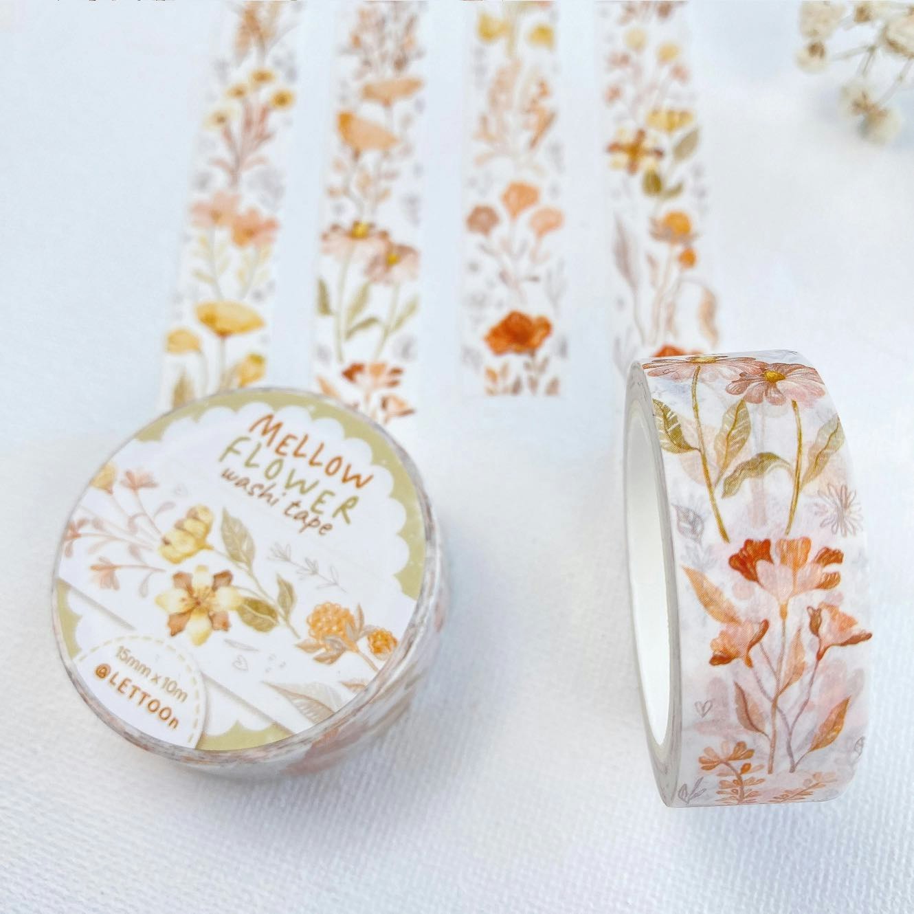 Washi tape Lettoon - Mellow Flower 15 mm