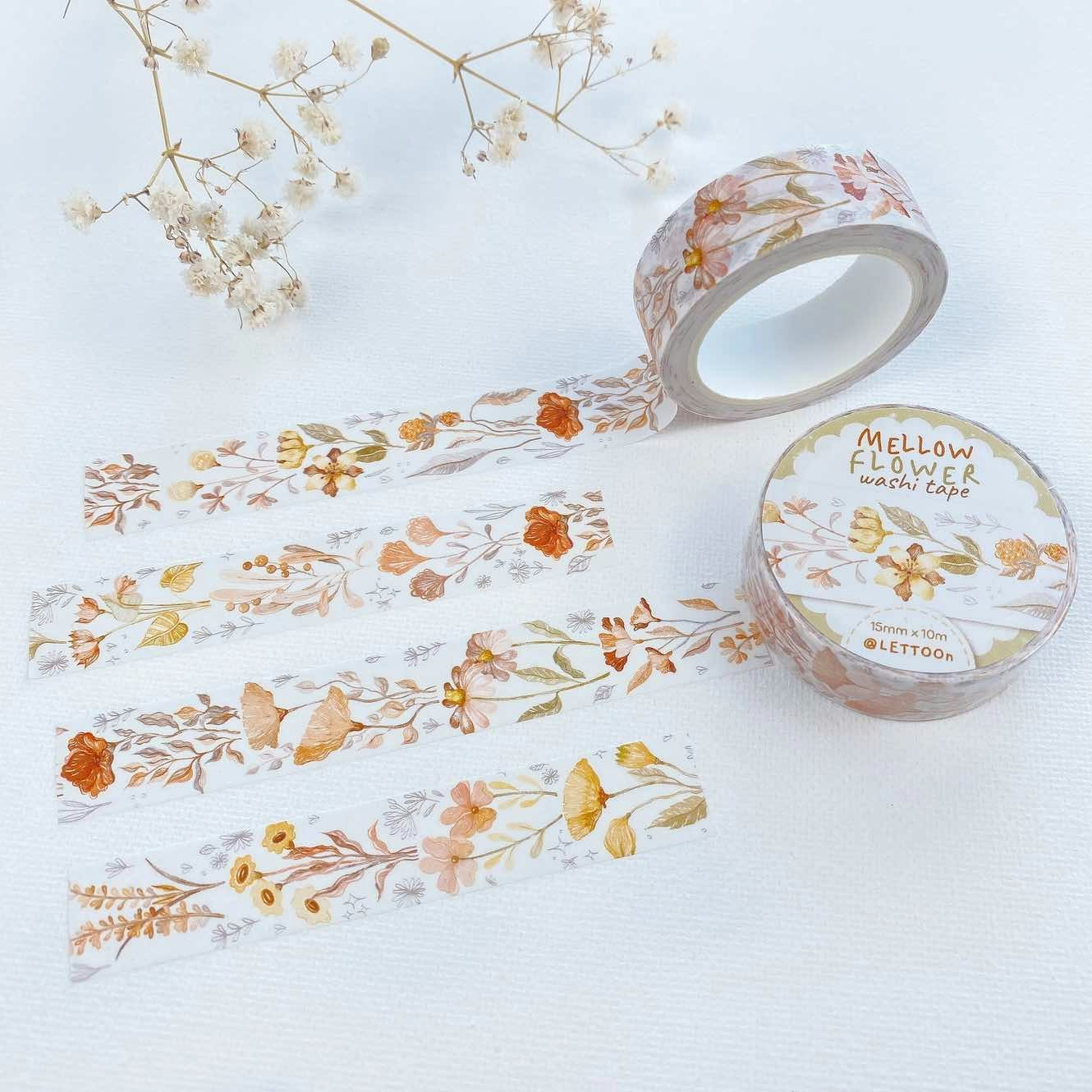 Washi tape Lettoon - Mellow Flower 15 mm