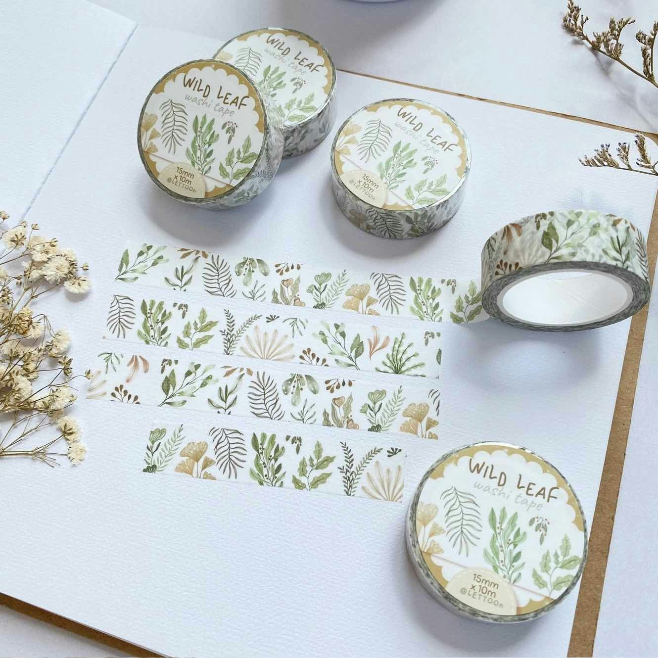 Washi tape Lettoon - Wild Leaf 15 mm