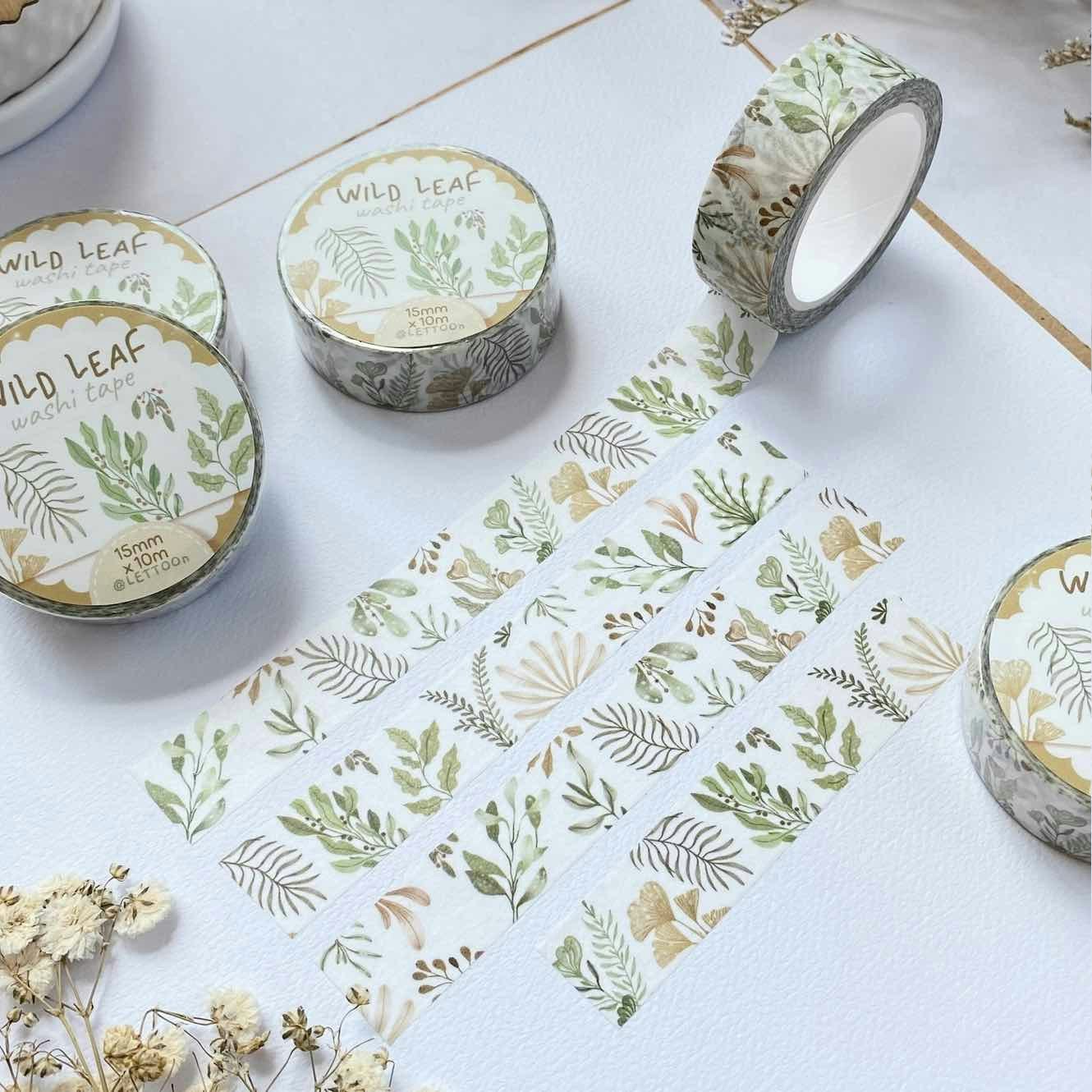 Washi tape Lettoon - Wild Leaf 15 mm