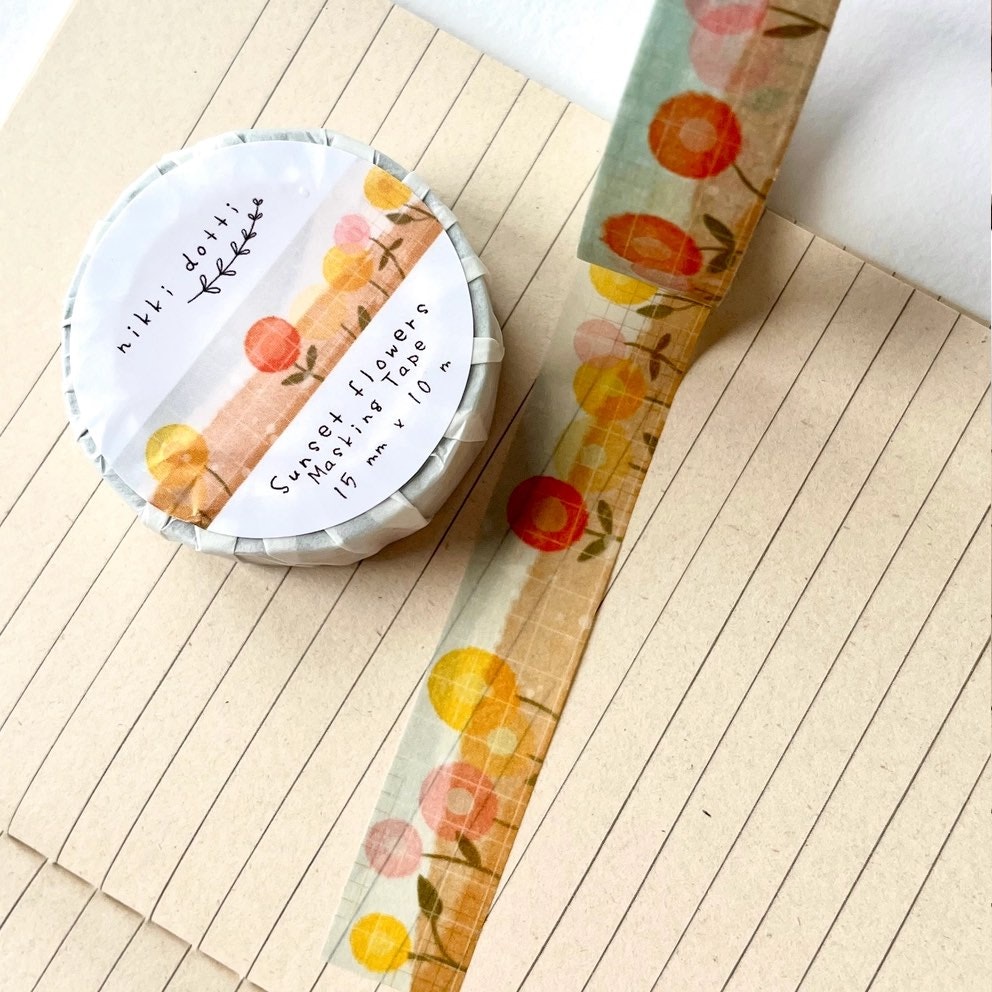 Washi tape Nikki Dotti - Sunset Flowers 15 mm