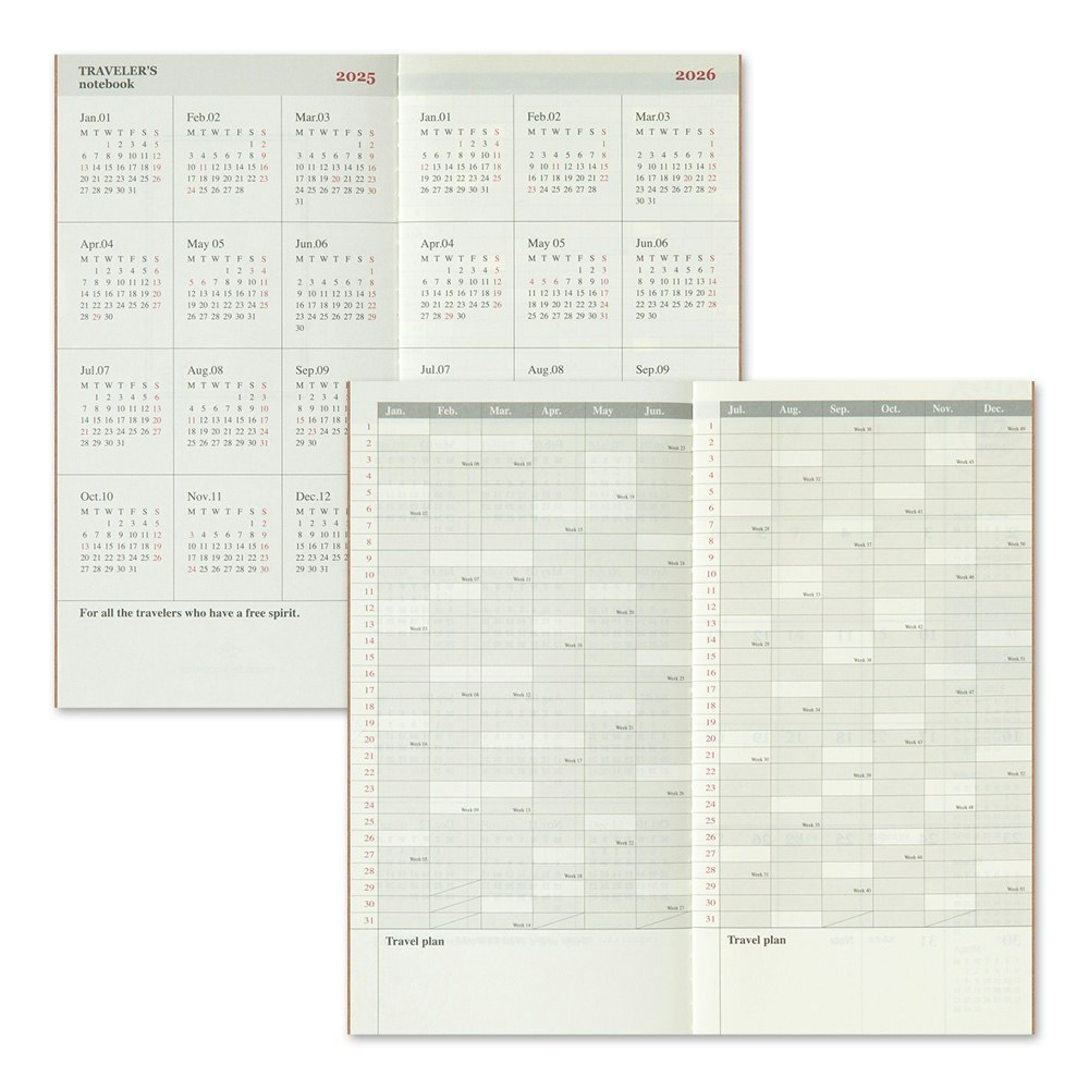 2025 Diary Refill (Monthly) - Regular Size // Traveler's Notebook