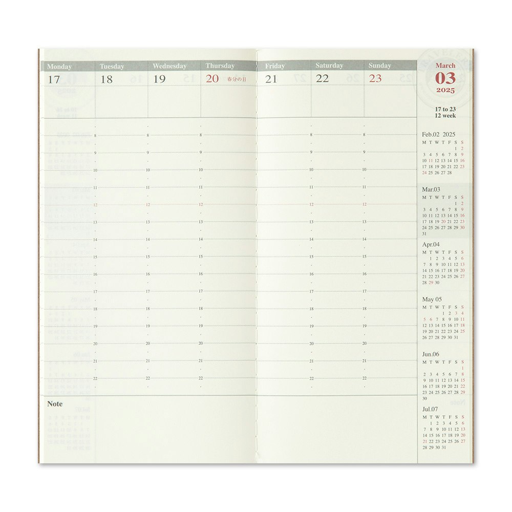 2025 Diary Refill (Weekly Vertical) - Regular Size // Traveler's Notebook