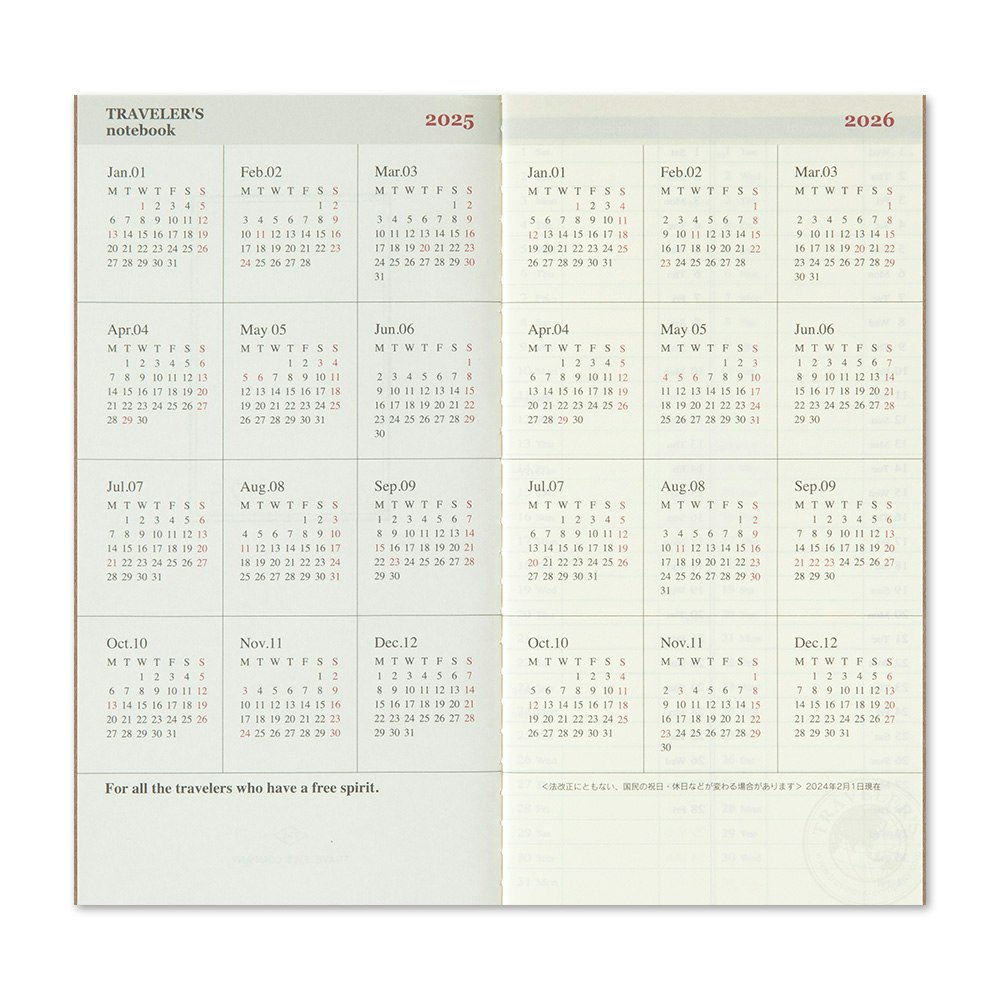 2025 Diary Refill (Weekly Vertical) - Regular Size // Traveler's Notebook