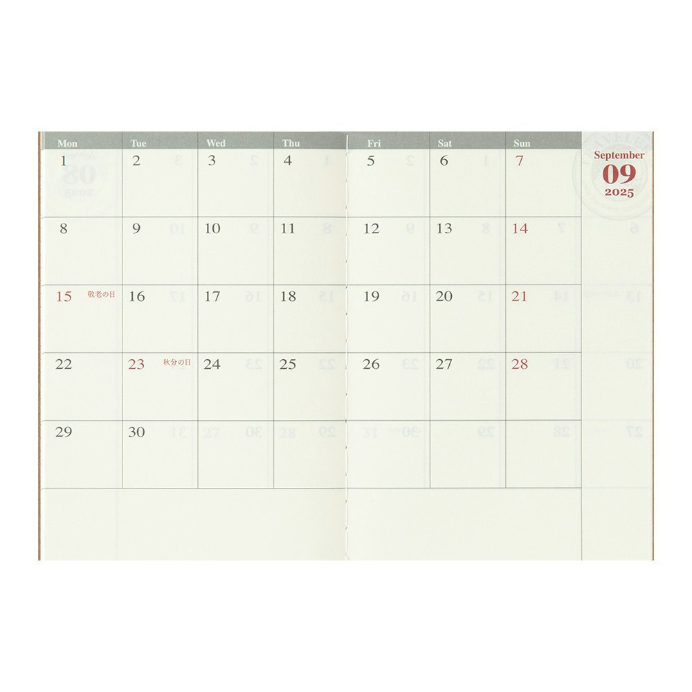 2025 Diary Refill (Monthly) - Passport Size // Traveler's Notebook