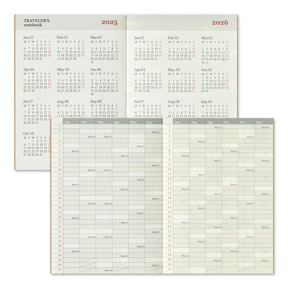 2025 Diary Refill (Monthly) - Passport Size // Traveler's Notebook