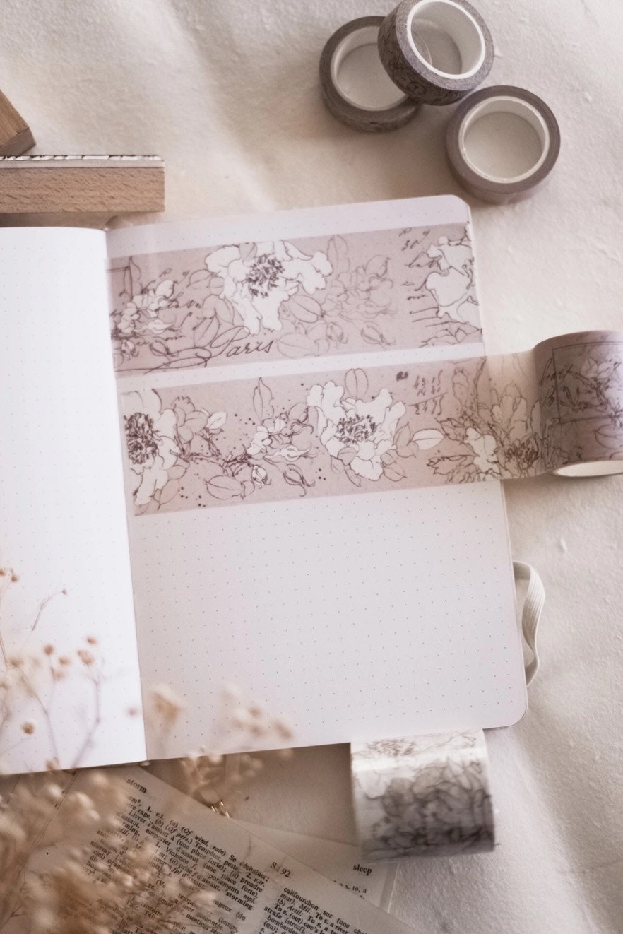 Chapteries Washi Tape - Pencil Flowers Pinky Beige 48mm