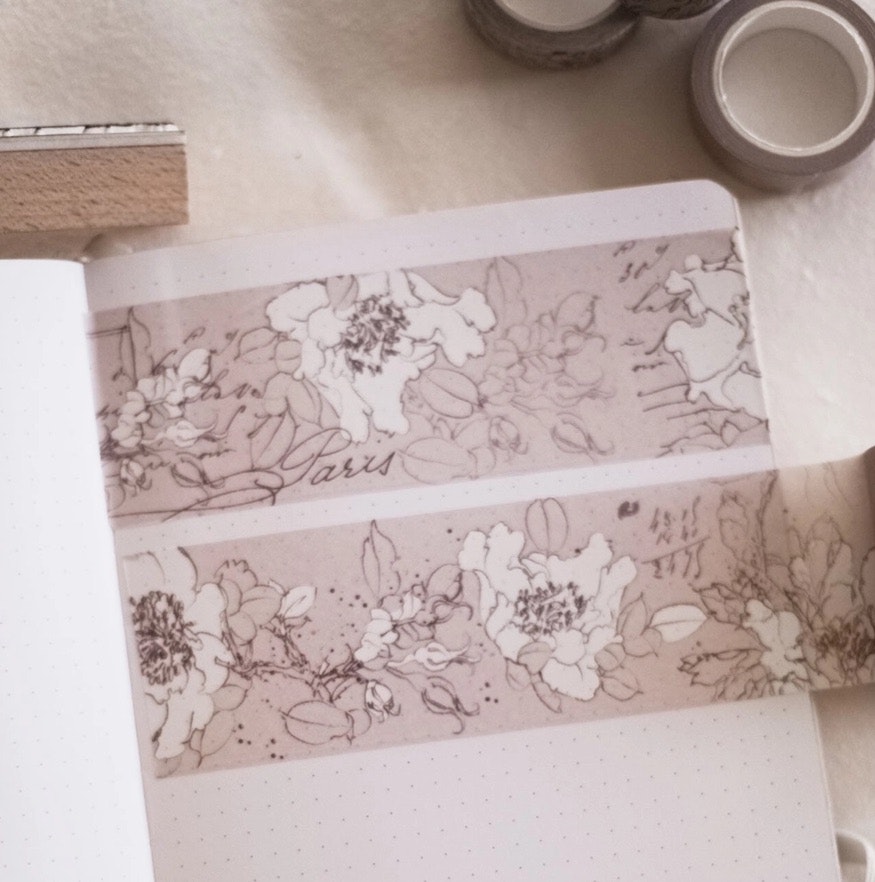 Chapteries Washi Tape - Pencil Flowers Pinky Beige 48mm