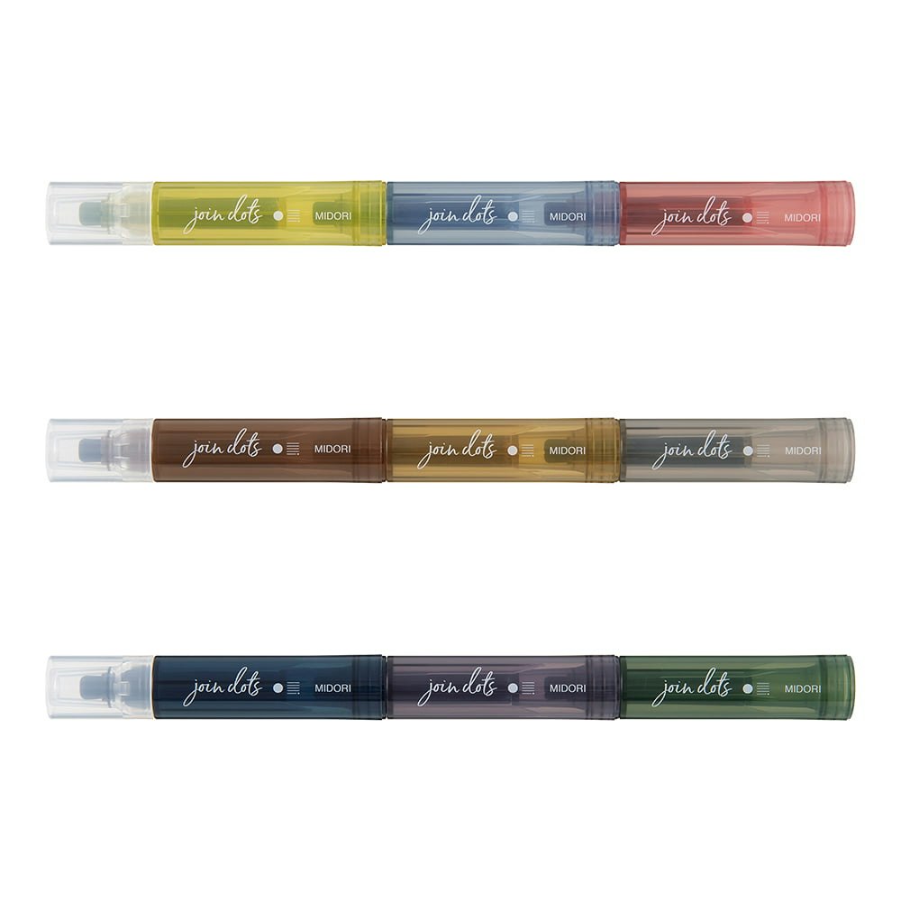 Midori Connecting Pen Join Dots 3-pack - Grayish Tone