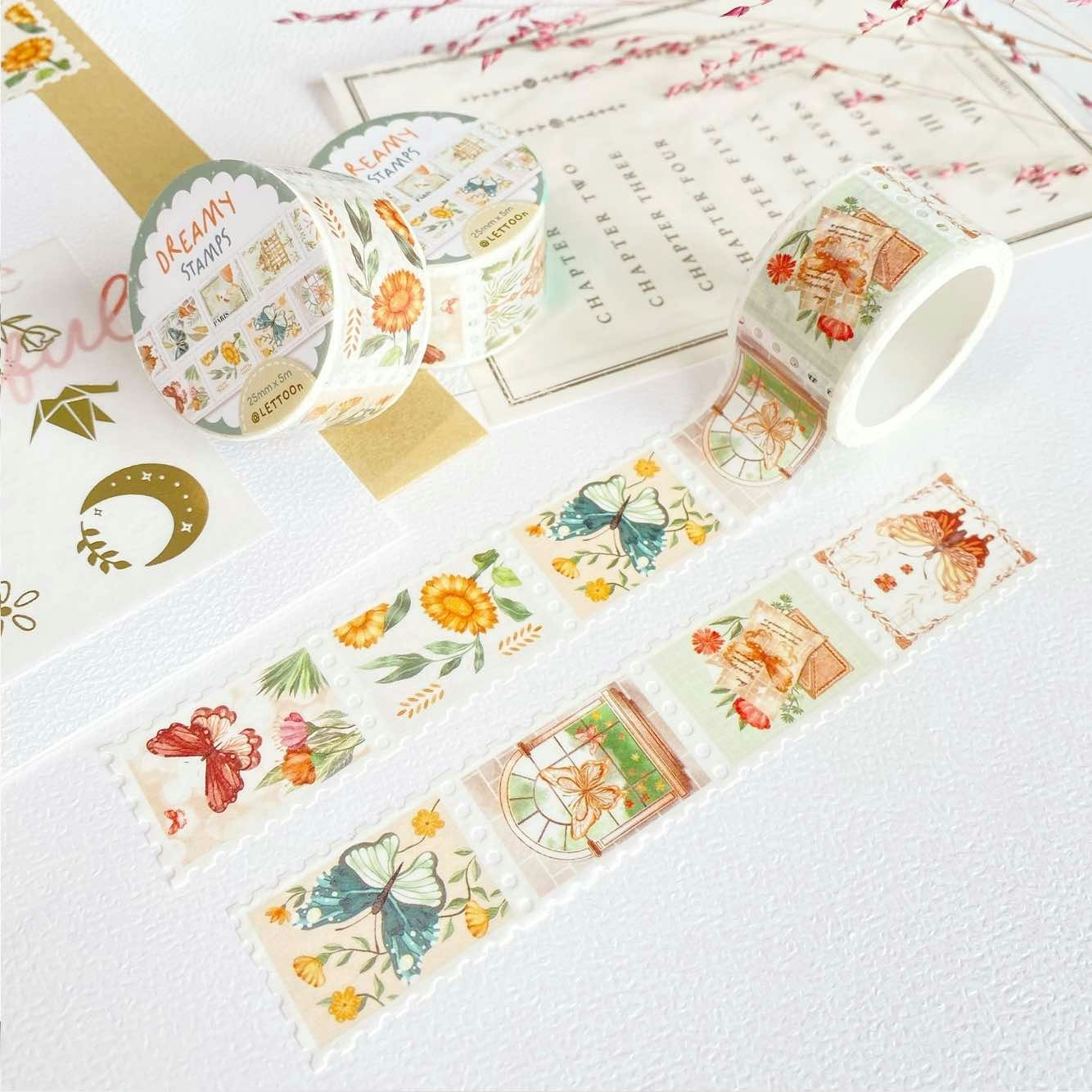 Washi tape Lettoon - Dreamy Stamps 25 mm