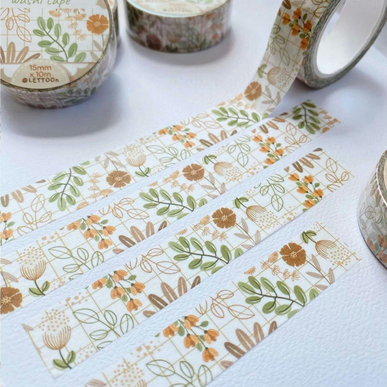 Washi tape Lettoon - Flower Grid 15 mm