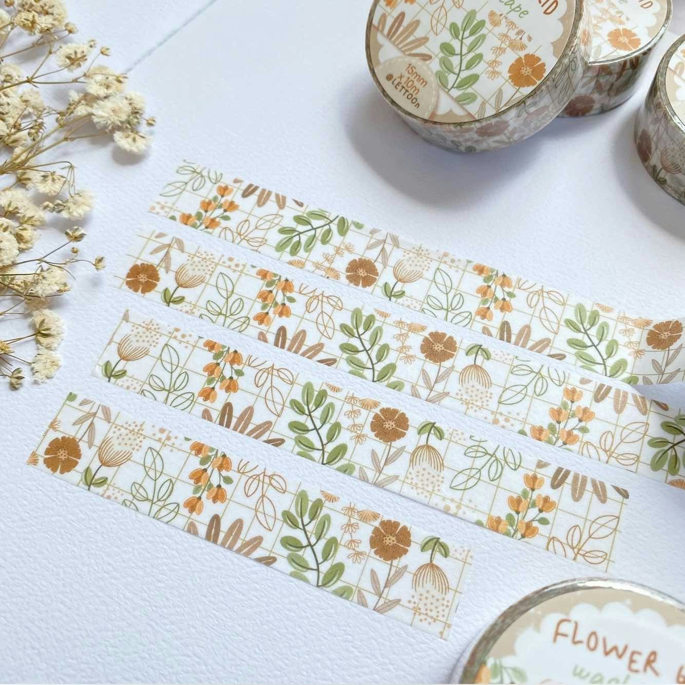 Washi tape Lettoon - Flower Grid 15 mm