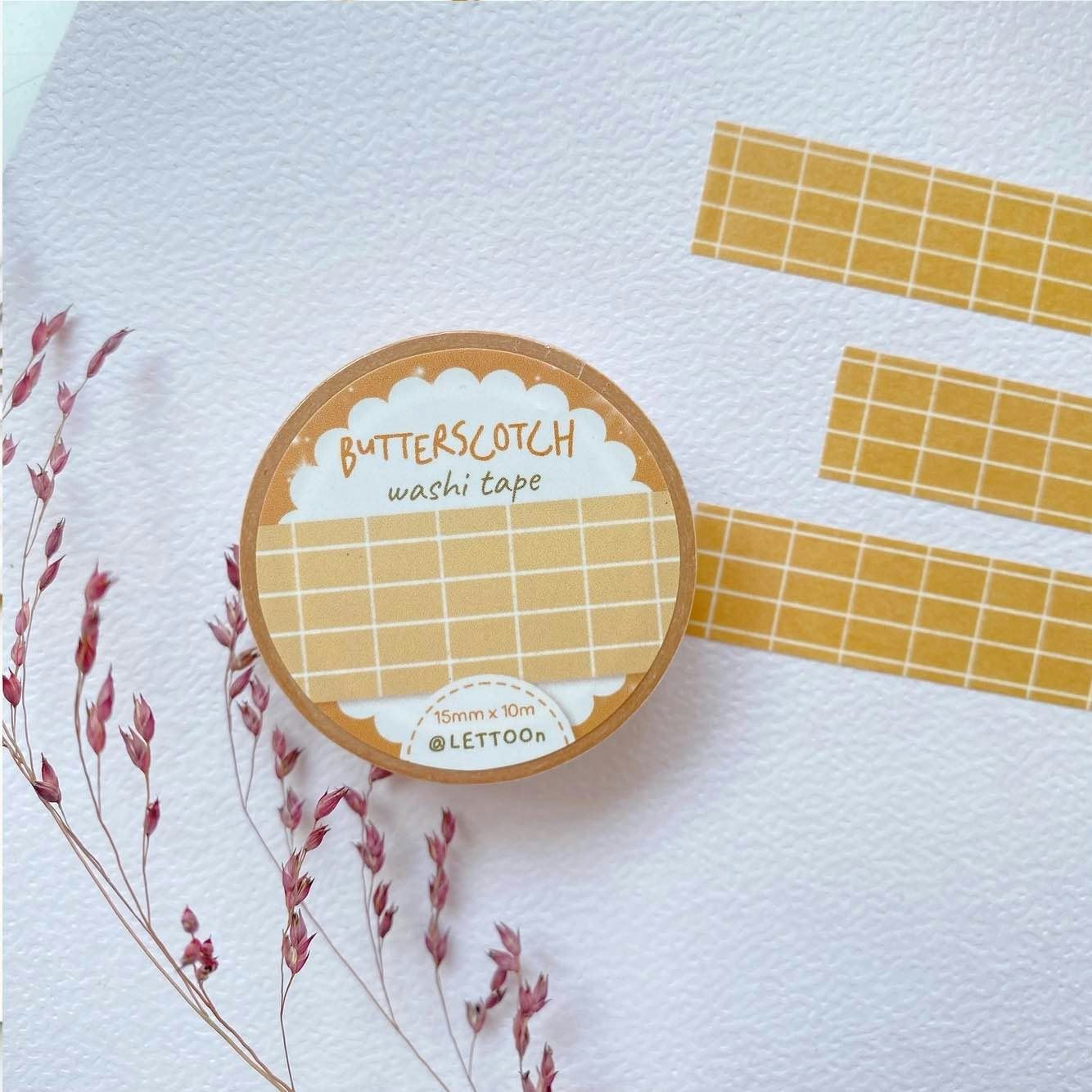 Washi tape Lettoon - Butterscotch Grid 15 mm