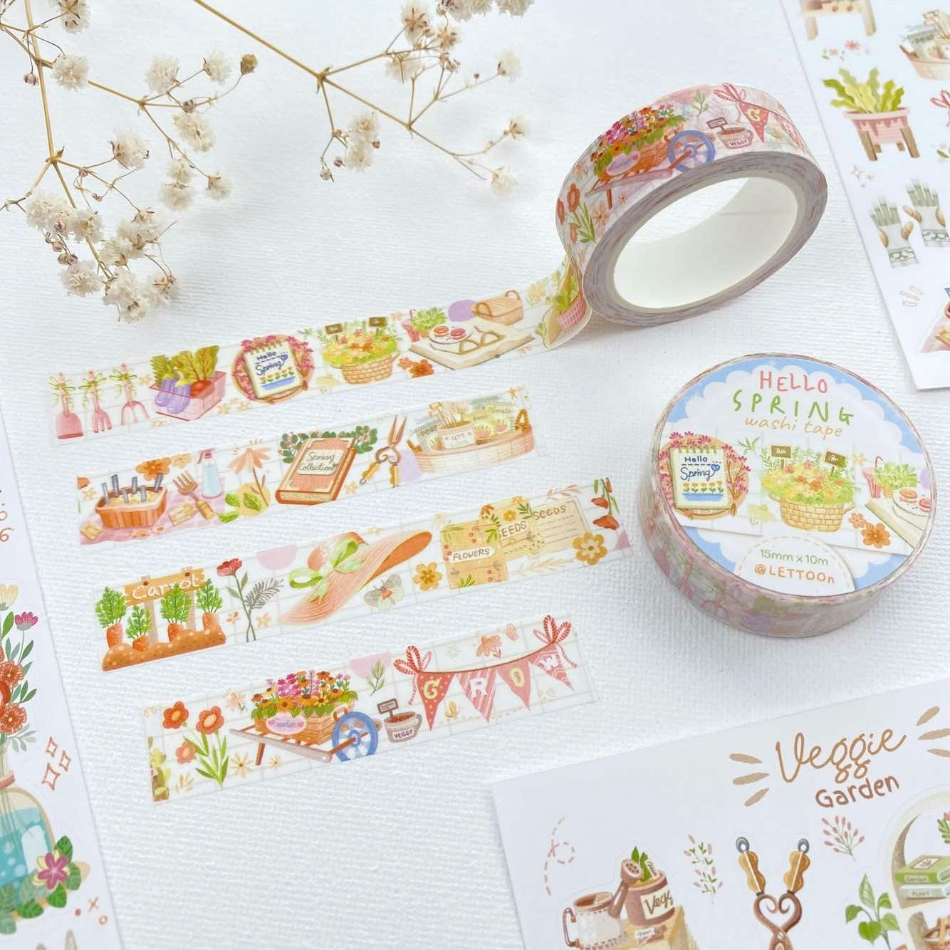 Washi tape Lettoon - Hello Spring 15 mm
