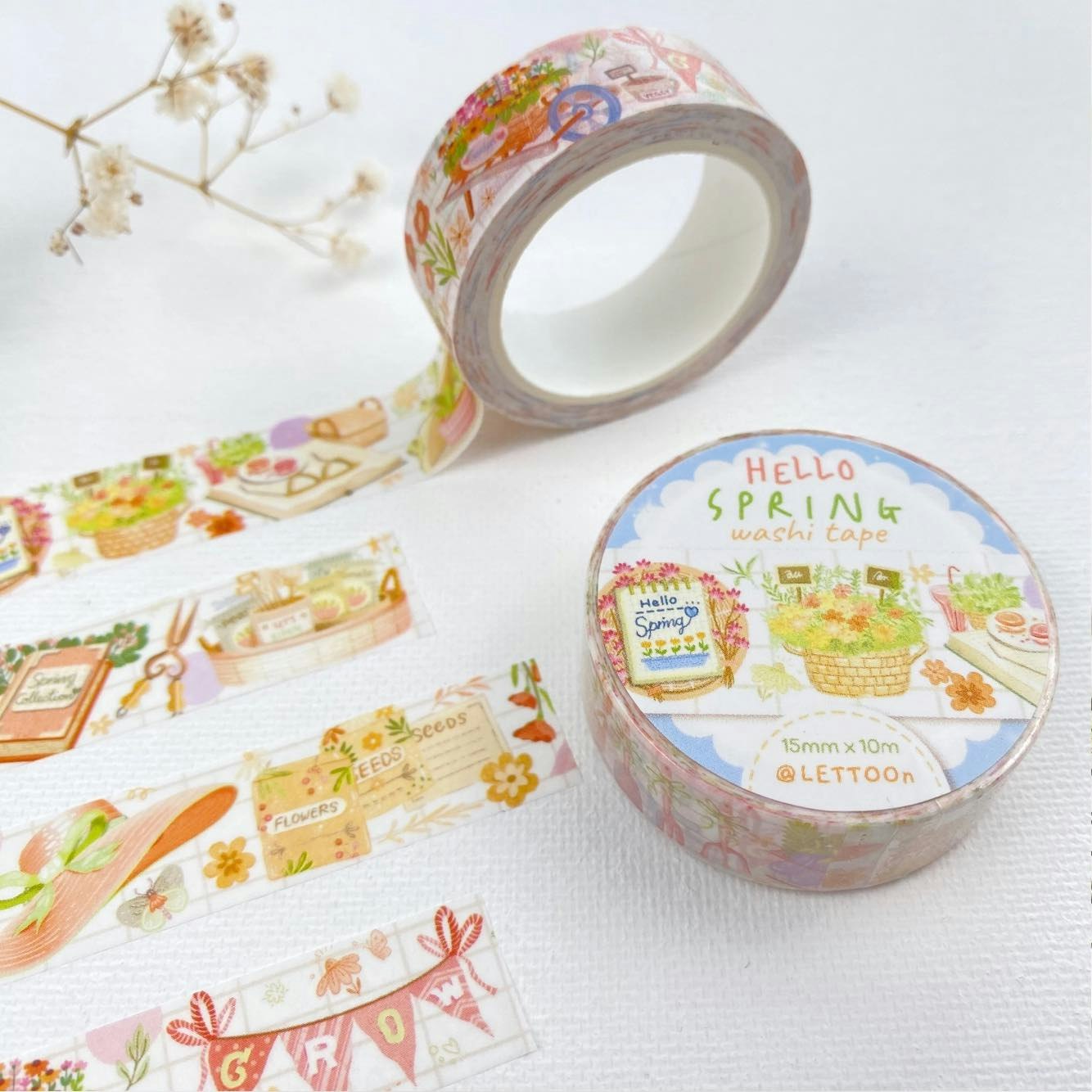 Washi tape Lettoon - Hello Spring 15 mm