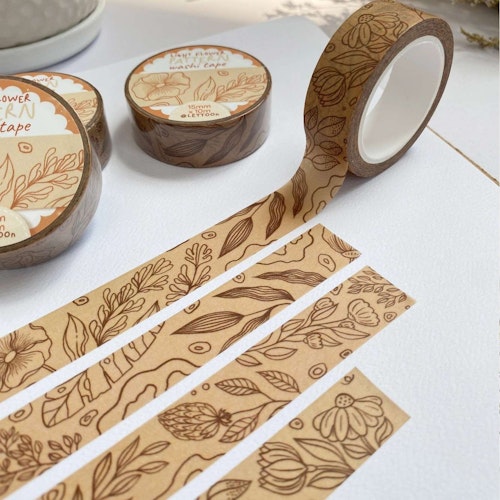 Washi tape Lettoon - Light Flower Pattern 15 mm